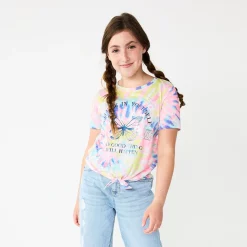 Girls 6-20 SO® Graphic Tie Front Tee in Regular & Plus -kids pajamas set Sales 5579411 ALT9