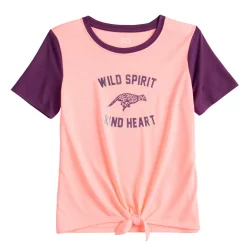 Girls 6-20 SO® Graphic Tie Front Tee in Regular & Plus