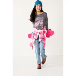 Girls 6-20 SO® Long Sleeve Drop Shoulder Graphic Tee in Regular & Plus -kids pajamas set Sales 5580024 ALT9