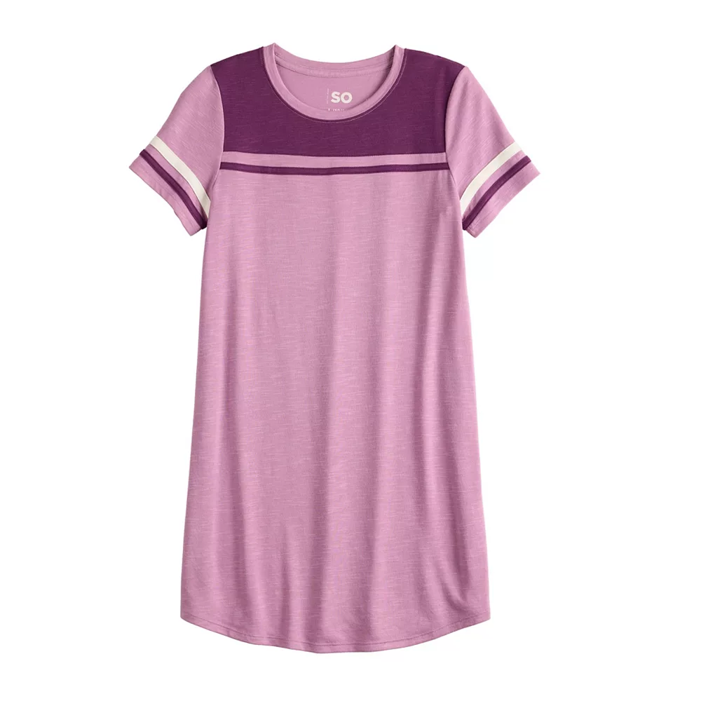 Girls 6-20 SO® Colorblock Varsity Tee Dress in Regular & Plus 3 Girls 6-20 SO® Colorblock Varsity Tee Dress in Regular & Plus