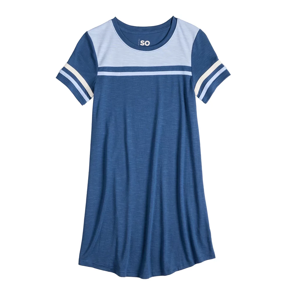 Girls 6-20 SO® Colorblock Varsity Tee Dress in Regular & Plus 8 Girls 6-20 SO® Colorblock Varsity Tee Dress in Regular & Plus - Image 6