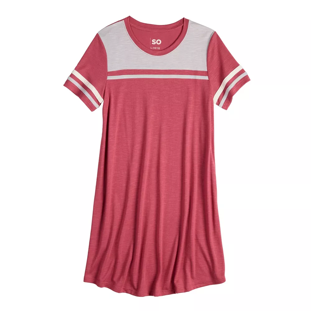 Girls 6-20 SO® Colorblock Varsity Tee Dress in Regular & Plus 7 Girls 6-20 SO® Colorblock Varsity Tee Dress in Regular & Plus - Image 5