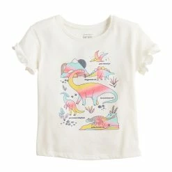 Toddler Girl Jumping Beans® Ruffle Sleeve Tee -kids pajamas set Sales 5582721 Dinosaur Ivory