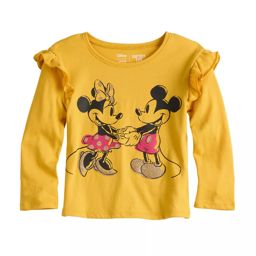 Toddler Girl Disney Mickey Mouse & Minnie Mouse Ruffle Shoulder Long Sleeve Graphic Tee by Jumping Beans® 3 Toddler Girl Disney Mickey Mouse & Minnie Mouse Ruffle Shoulder Long Sleeve Graphic Tee by Jumping Beans®