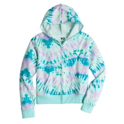 Girls 6-20 SO® Favorite Fleece Full Zip Top -kids pajamas set Sales 5582933 Blue Stripe Dye