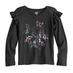 Girls 4-12 Jumping Beans® Long Sleeve Ruffle Shoulder Tee