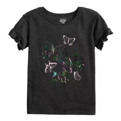 Girls 4-12 Jumping Beans® Ruffle Sleeve Tee -kids pajamas set Sales 5583194 Gray