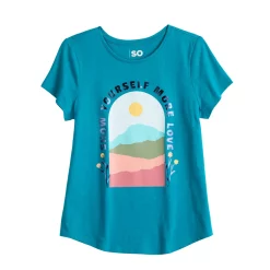Girls 7-16 SO® Graphic Tee in Regular & Plus -kids pajamas set Sales 5583951 Teal Scenic