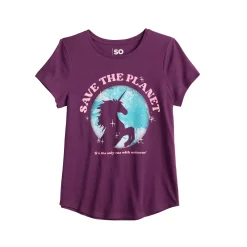 Girls 7-16 SO® Graphic Tee in Regular & Plus -kids pajamas set Sales 5583951 Unicorn Planet
