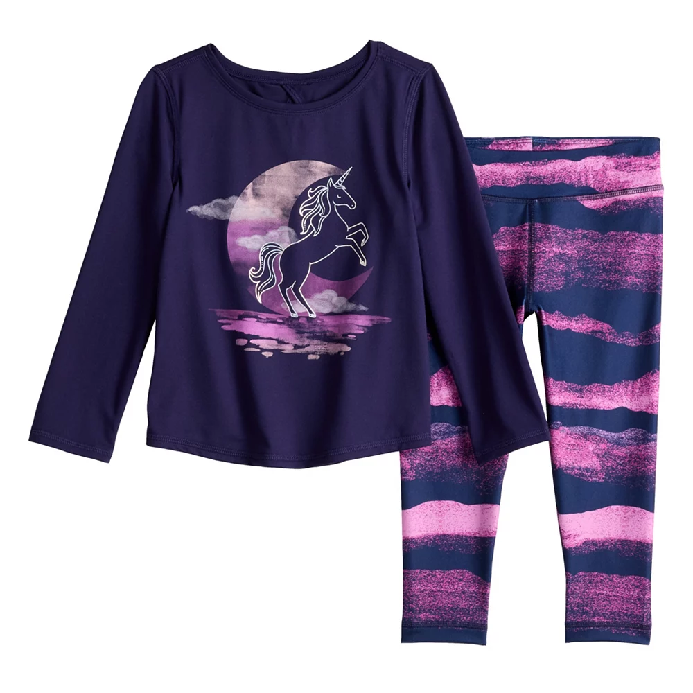 Toddler Girl Jumping Beans® Active Long Sleeve Keyhole Tee & Printed Leggings Set 4 Toddler Girl Jumping Beans® Active Long Sleeve Keyhole Tee & Printed Leggings Set - Image 2