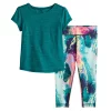 Toddler Girl Jumping Beans® Active Short Sleeve Keyhole Tee & Printed Leggings Set -kids pajamas set Sales 5585391 Teal