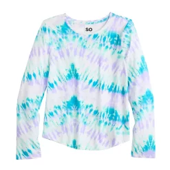 Girls 6-20 SO® Long Sleeve Patterned Core Tee in Regular & Plus