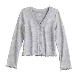Girls 4-12 Jumping Beans® Lettuce Edge Cardigan -kids pajamas set Sales 5589443 Gray