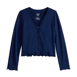 Girls 4-12 Jumping Beans® Lettuce Edge Cardigan -kids pajamas set Sales 5589443 Navy