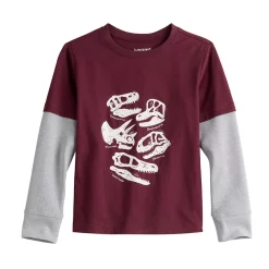 Boys 4-12 Jumping Beans® Thermal Sleeve Skater Graphic Tee -kids pajamas set Sales 5591142 Dino Skull Burgundy