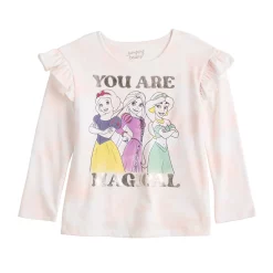 Girls 4-12 Disney Princesses Adaptive Easy Dressing & Abdominal Access Ruffle Shoulder Graphic Tee by Jumping Beans®