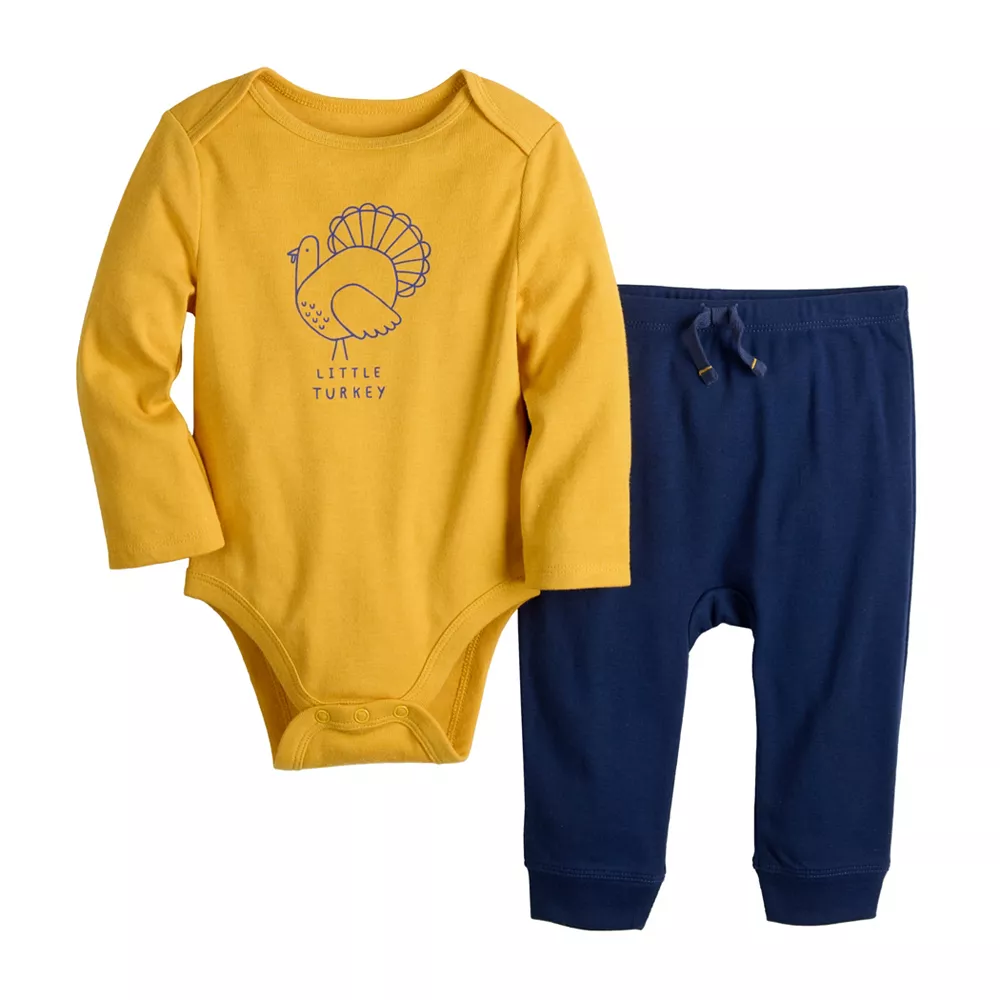 Jumping Beans® Baby Thanksgiving "Little Turkey" Bodysuit & Jogger Pants Set 3 Jumping Beans® Baby Thanksgiving "Little Turkey" Bodysuit & Jogger Pants Set