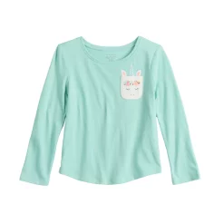 Toddler Girl Jumping Beans® Long Sleeve Embellished Pocket Tee -kids pajamas set Sales 5593133 Mint Unicorn