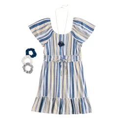 Girls 7-16 Three Pink Hearts Striped Dress, Scrunchies, & Necklace Set in Regular & Plus 6 Girls 7-16 Three Pink Hearts Striped Dress, Scrunchies, & Necklace Set in Regular & Plus -kids pajamas set Sales 5595006 Blue Stripe