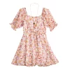 Girls 7-16 Three Pink Hearts Printed Chiffon Dress & Necklace Set in Regular & Plus -kids pajamas set Sales 5595015 Orange Floral