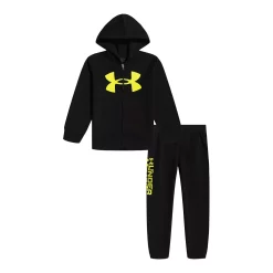 Boys 4-7 Under Armour Black & Yellow Logo Graphic Hoodie & Wordmark Jogger Pants Set