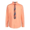 Boys 4-20 IZOD Stretch Solid Poplin Shirt & Tie Set -kids pajamas set Sales 5601029 Peach Lily
