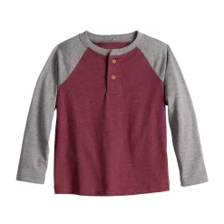 Toddler Boy Jumping Beans® Long Sleeve Raglan Henley Tee -kids pajamas set Sales 5601152 Burgundy