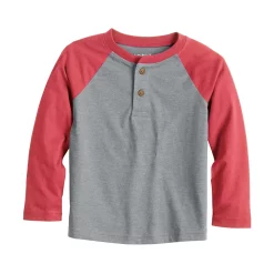 Toddler Boy Jumping Beans® Long Sleeve Raglan Henley Tee -kids pajamas set Sales 5601152 Gray Red