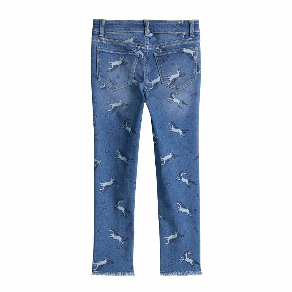 Girls 4-12 Jumping Beans® Button Fly Unicorn Print Jeggings with Raw Edge Hem 4 Girls 4-12 Jumping Beans® Button Fly Unicorn Print Jeggings with Raw Edge Hem - Image 2