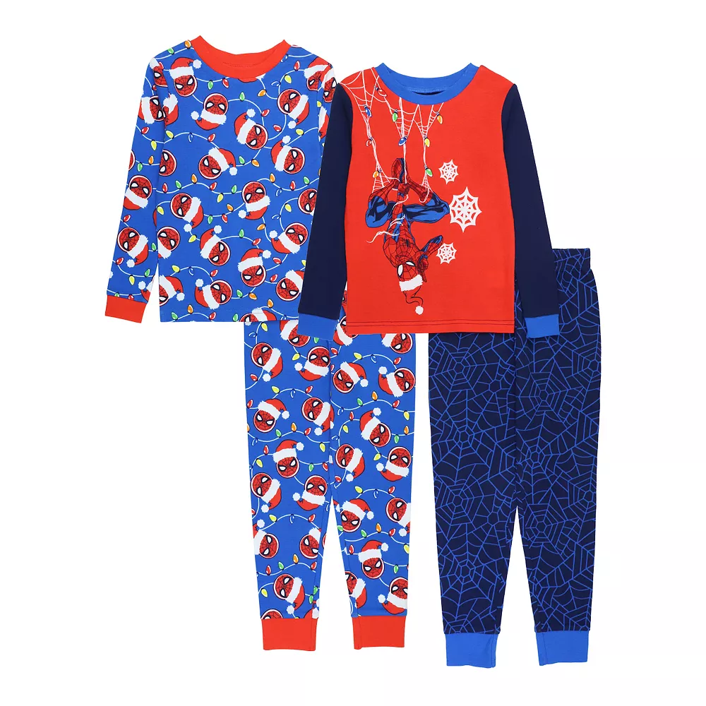Boys 4-10 Spiderman "Merry Spider Holiday" 4-Piece Pajama Set 3 Boys 4-10 Spiderman "Merry Spider Holiday" 4-Piece Pajama Set