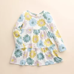 Girls 4-8 Little Co. by Lauren Conrad Organic Long-Sleeve Tiered Dress -kids pajamas set Sales 5611758 Ivory Large Floral