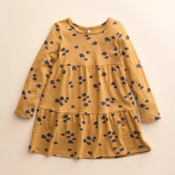 Baby & Toddler Girl Little Co. by Lauren Conrad Organic Long-Sleeve Tiered Dress -kids pajamas set Sales 5611835 Caramel Buffalo Print