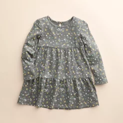 Baby & Toddler Girl Little Co. by Lauren Conrad Organic Long-Sleeve Tiered Dress -kids pajamas set Sales 5611835 Charcoal Ditsy Floral