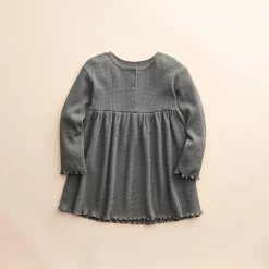 Baby & Toddler Girl Little Co. by Lauren Conrad Long-Sleeve Henley Dress -kids pajamas set Sales 5611836 Charcoal