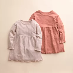 Girls 4-8 Little Co. by Lauren Conrad 2-Pack Organic Dresses -kids pajamas set Sales 5613234 Icy Mauve Soft Red