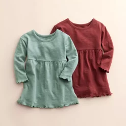 Baby & Toddler Little Co. by Lauren Conrad 2-Pack Organic Dresses -kids pajamas set Sales 5613376 Ocean Green Maroon