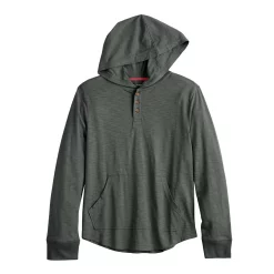 Boys 8-20 Sonoma Goods For Life® Supersoft Henley Hoodie in Regular & Husky -kids pajamas set Sales 5618890 Charcoal