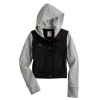 Girls 6-20 SO® Favorite Hooded Denim Jacket with Knit Sleeves in Regular & Plus