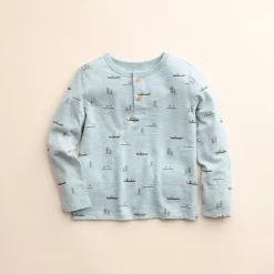 Baby & Toddler Little Co. by Lauren Conrad Organic Long-Sleeve Henley Tee -kids pajamas set Sales 5622446 Light Blue Lake Print
