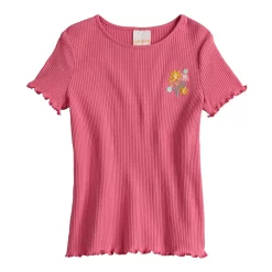 Girls 4-12 Jumping Beans® Lettuce Edge Embroidered Tee -kids pajamas set Sales 5624787 Pink