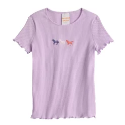 Girls 4-12 Jumping Beans® Lettuce Edge Embroidered Tee -kids pajamas set Sales 5624787 Purple