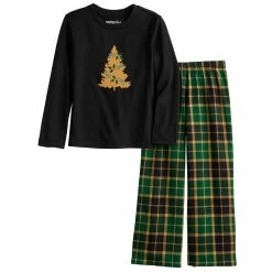 Boys 4-20 Jammies For Your Families® Pine Needles & Snow Plaid Pajama Set