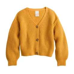 Girls 4-12 Jumping Beans® Chunky Knit V-Neck Cardigan -kids pajamas set Sales 5634788 Tuscan Gold