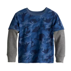 Toddler Boy Jumping Beans® Thermal Sleeve Skater Tee -kids pajamas set Sales 5638316 Blue Camo