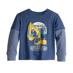 Toddler Boy Jumping Beans® Thermal Sleeve Skater Tee -kids pajamas set Sales 5638316 Navy Crane