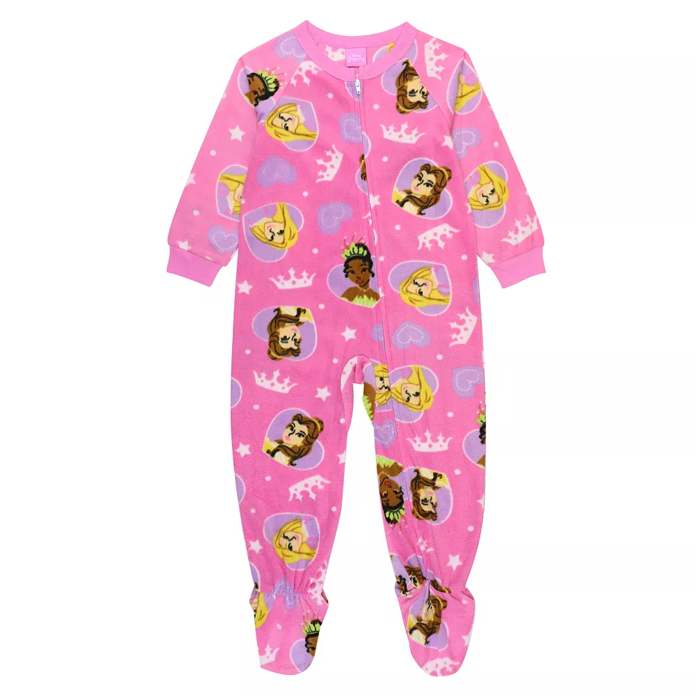 Disney Princess Toddler Girl "Happy Princess" Zip Footed Pajamas 3 Disney Princess Toddler Girl "Happy Princess" Zip Footed Pajamas