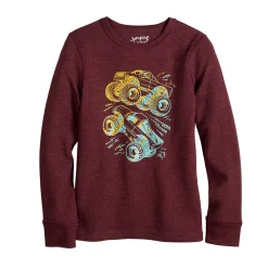 Boys 4-12 Jumping Beans® Adaptive Long Sleeve Thermal Graphic Tee -kids pajamas set Sales 5651272 Burgundy Monster Truck