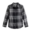 Girls 6-16 SO® Adaptive Easy Dressing Must-Have Plaid Boyfriend Button-Up Shirt -kids pajamas set Sales 5653236 Black Plaid