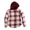 Girls 6-20 SO® Boyfriend Flannel Hooded Shirt in Regular & Plus Size -kids pajamas set Sales 5653276 Maroon Plaid
