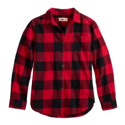 Girls 6-20 SO® Must-Have Flannel Boyfriend Shirt in Regular & Plus Size -kids pajamas set Sales 5653279 Red Check